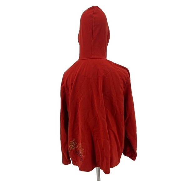 Breckenridge Orange Fall Autumn Leaf Embroidered Hoodie Jacket Size 2X Women's - Picture 4 of 7